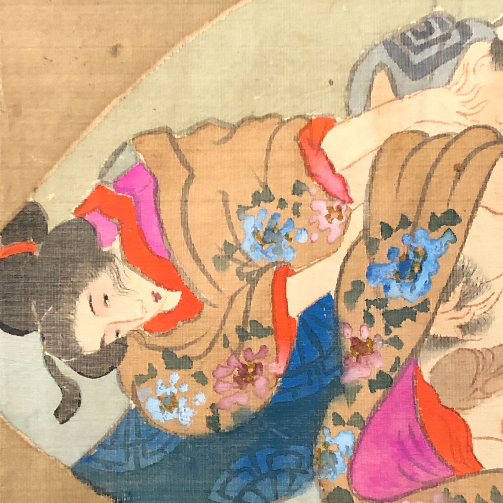 「赤富士」松下和代 富士山 金彩額縁 日本画 絵画 赤色 黄色袋付き 赤富士」松下和代 富士山 金彩額縁 日本画 絵画 共シール 金落款 黄色