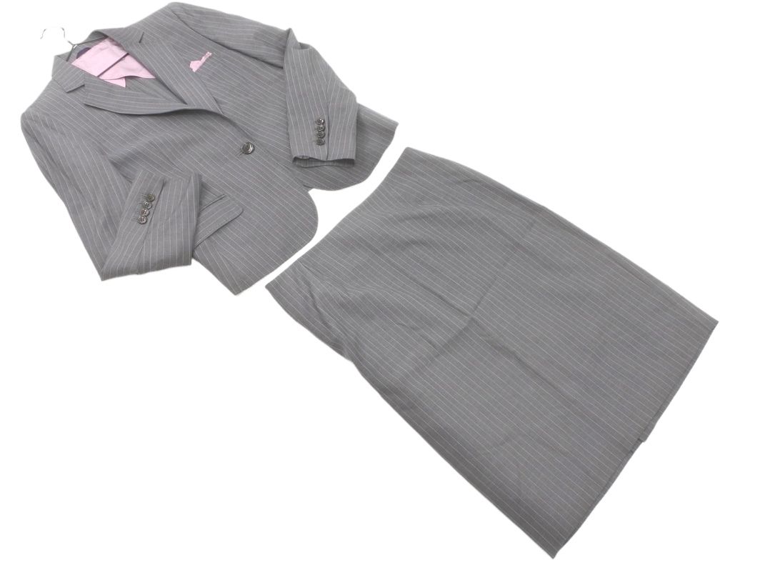 AKIKO OGAWA アキコオガワ ウール混 ストライプ セットアップ