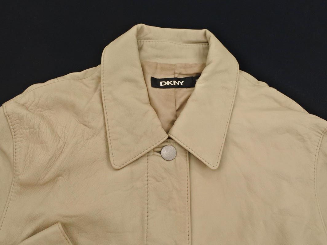 DKNY ダナキャランニューヨーク 羊革 レザー ジャケット size6/ライト