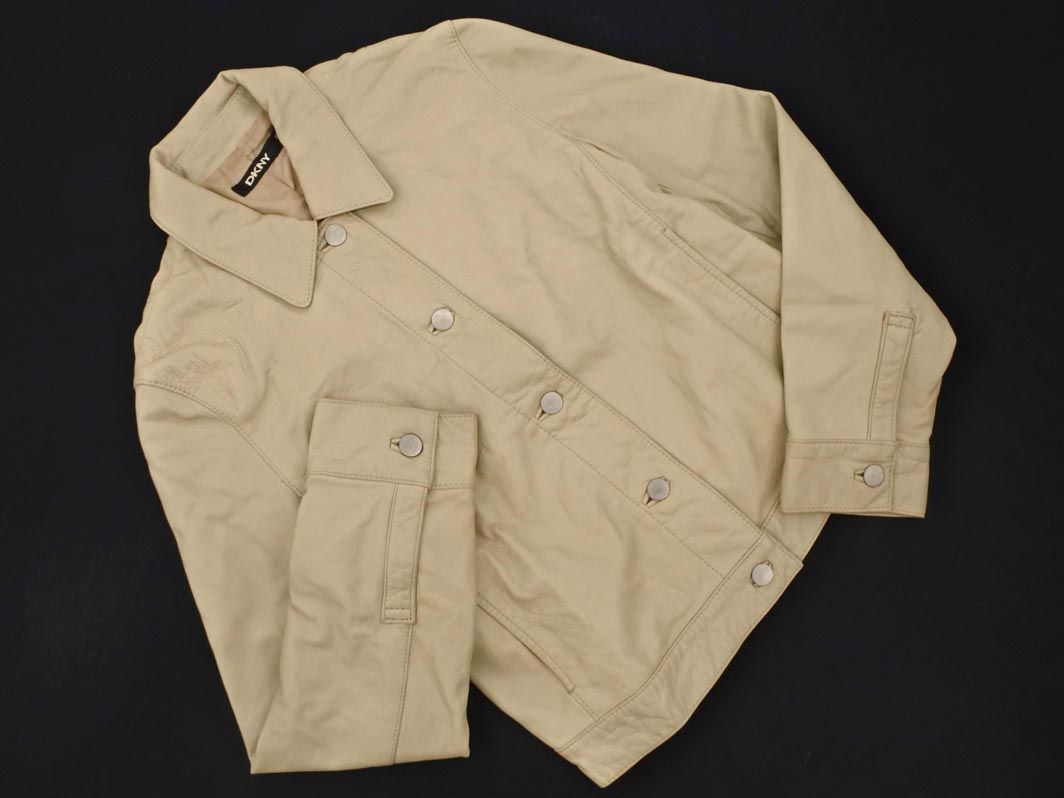 DKNY ダナキャランニューヨーク 羊革 レザー ジャケット size6/ライト