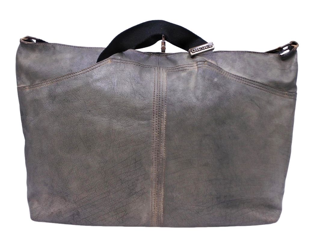 DIESEL ディーゼル 本革 レザー ショルダー ボストン バッグ グレー