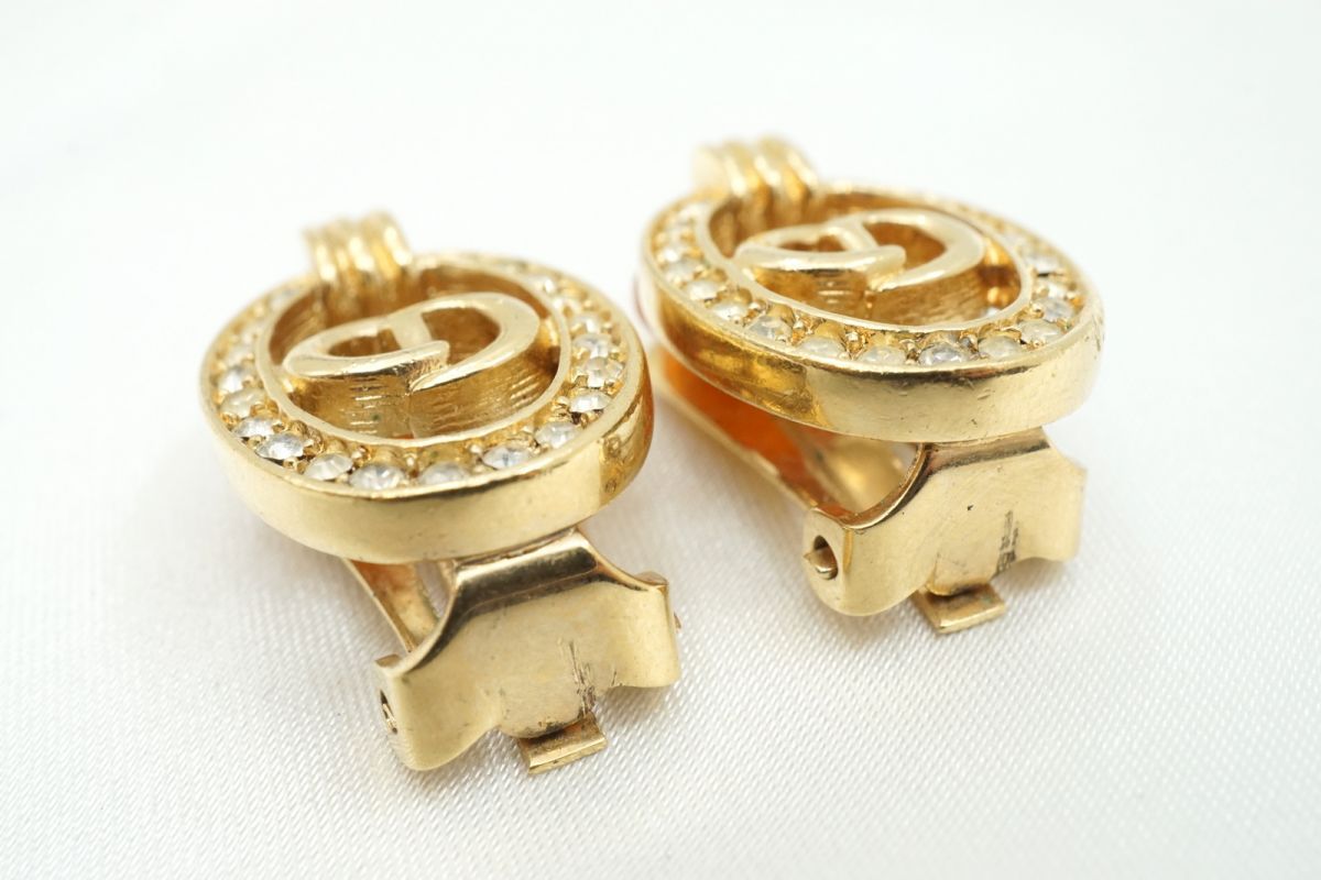 クリスチャン ディオール ヴィンテージ イヤリング ラインストーン CD