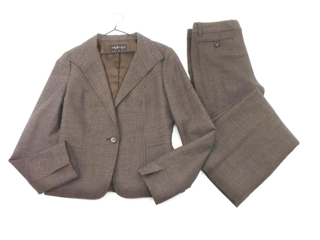 INDIVI インディヴィ ウール混 セットアップ ジャケット パンツ スーツ