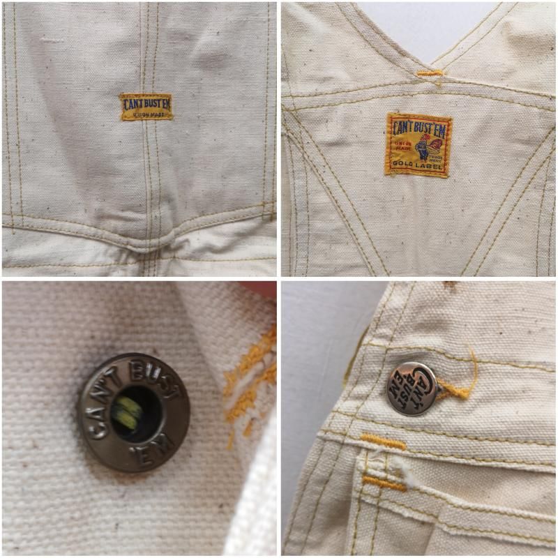 ヴィンテージ 50s CAN'T BUST'EM エプロン付き 生成り オーバーオール
