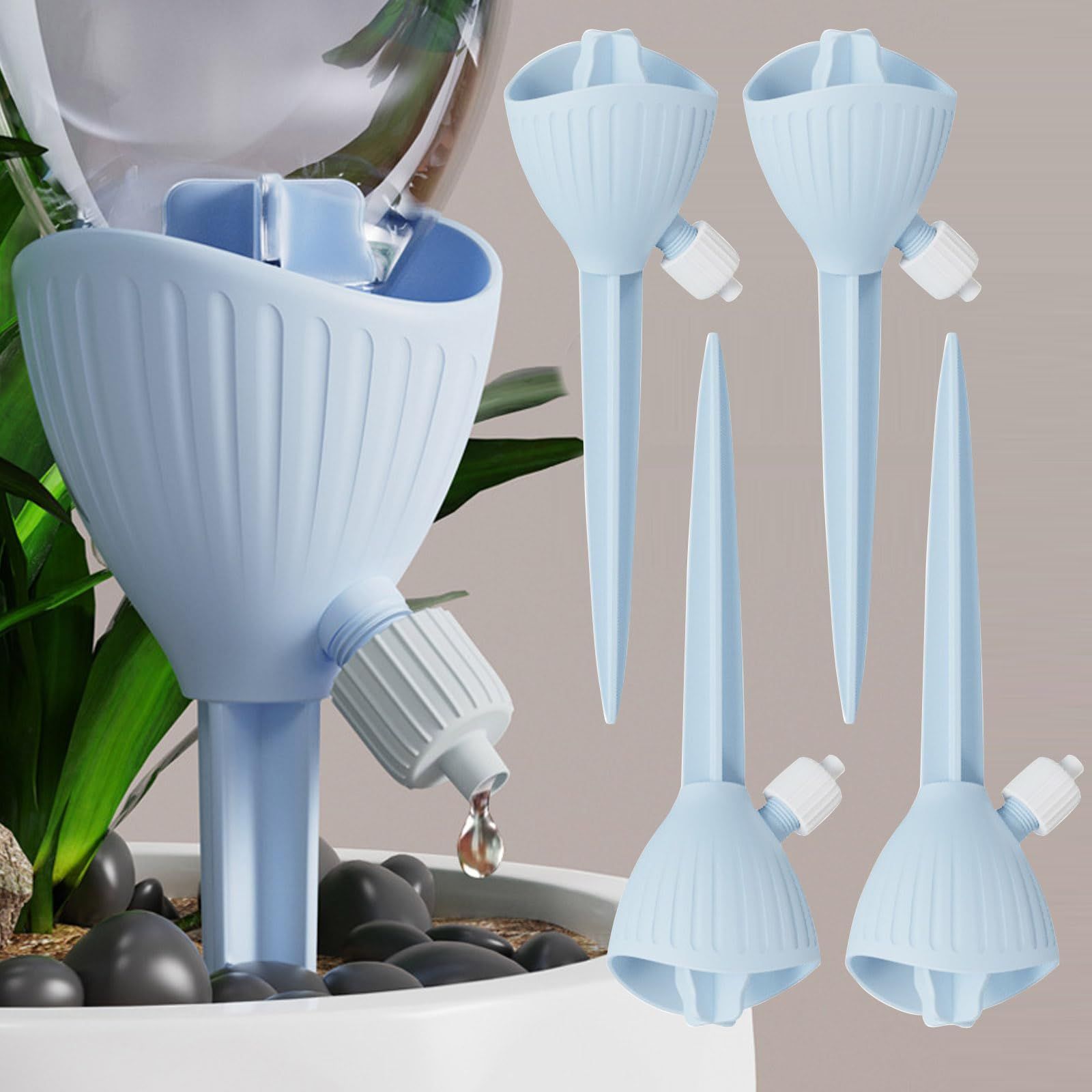 植物自動給水キャップ4個セット観葉植物 水やり ペットボトル対応 水