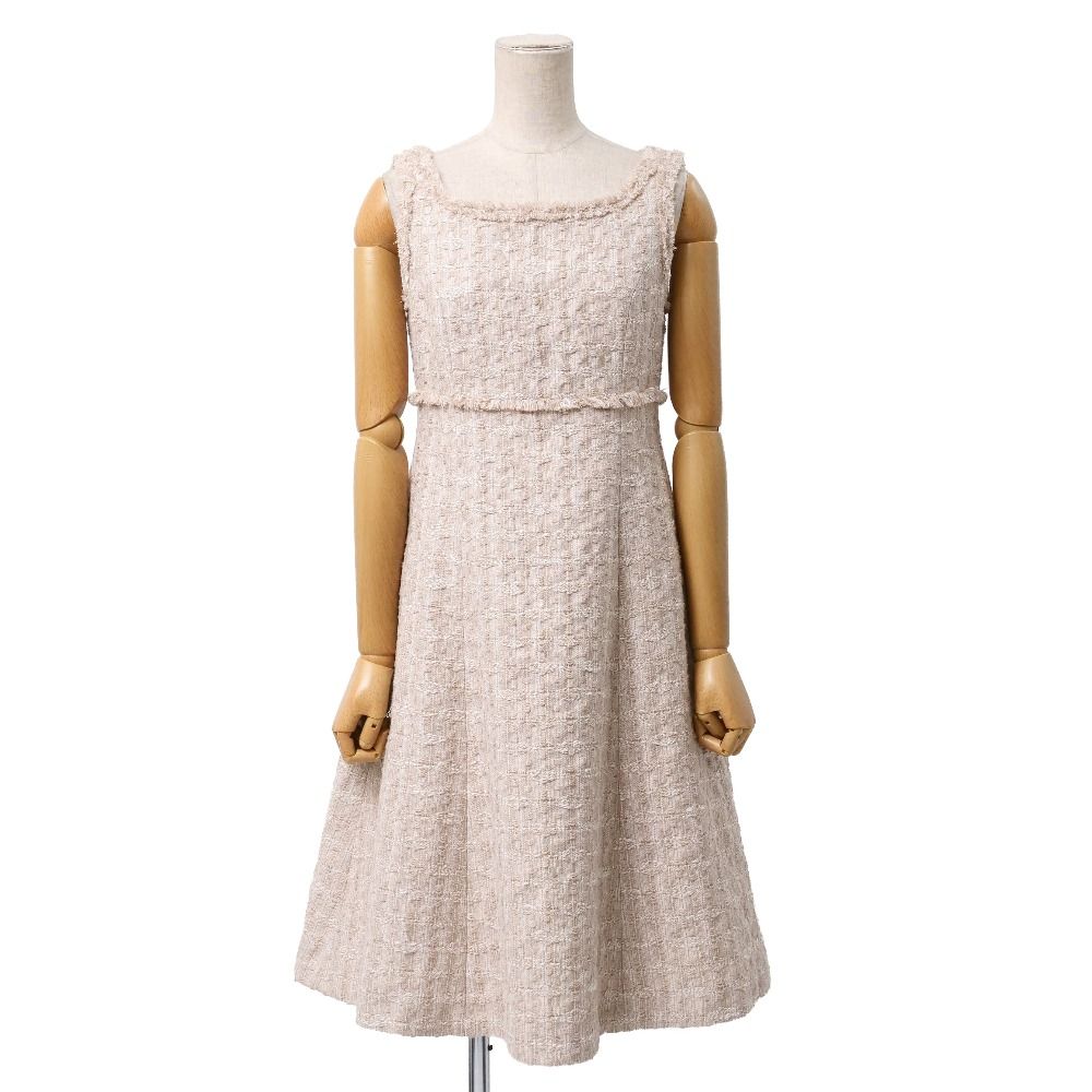 □美品□FOXEY フォクシー ワンピース サイズ38 ツイード ノースリーブ