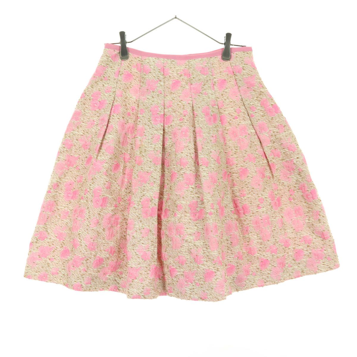 美品 M'S GRACY エムズグレイシー 日本製 花柄 ミディ丈 プリーツ