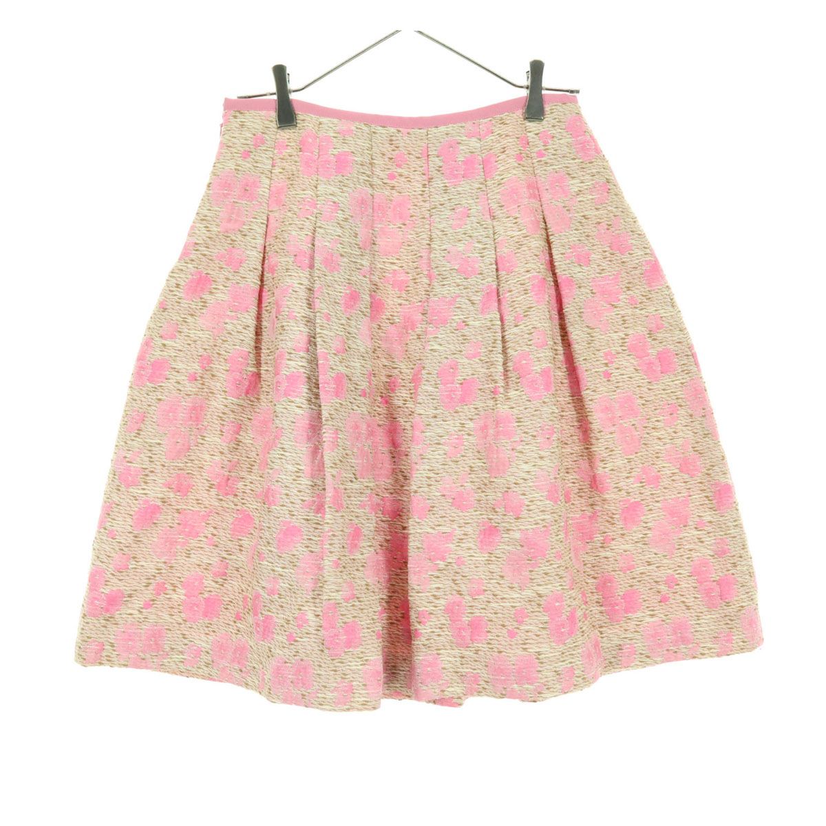 美品 M'S GRACY エムズグレイシー 日本製 花柄 ミディ丈 プリーツ