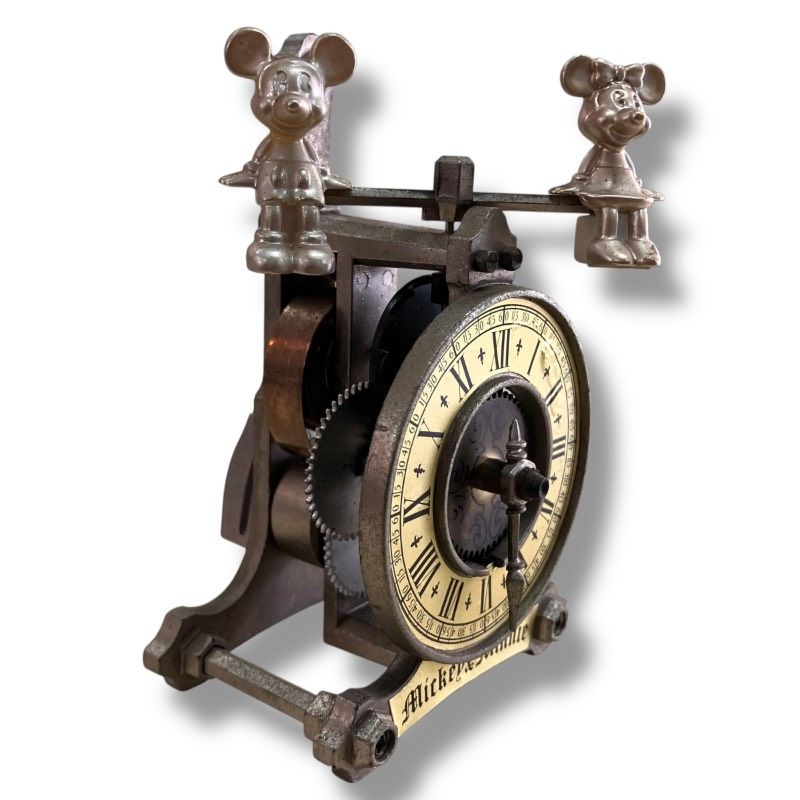 60]251112-249-1028 SK0 TOMY ミッキー&ミニー ギルドクロック 置物