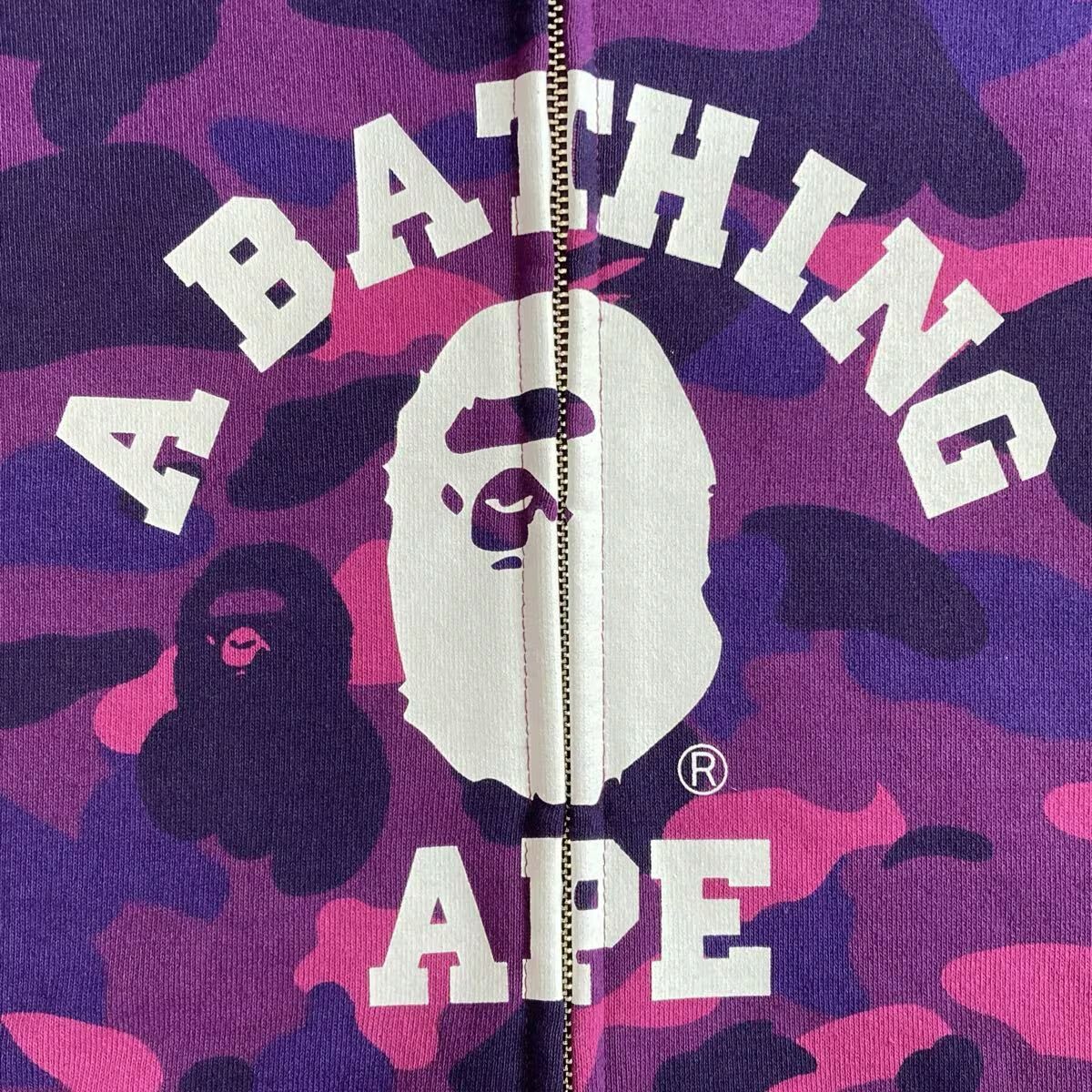 ☆新品☆ Purple Camo カレッジロゴ パーカー Lサイズ a bathing ape