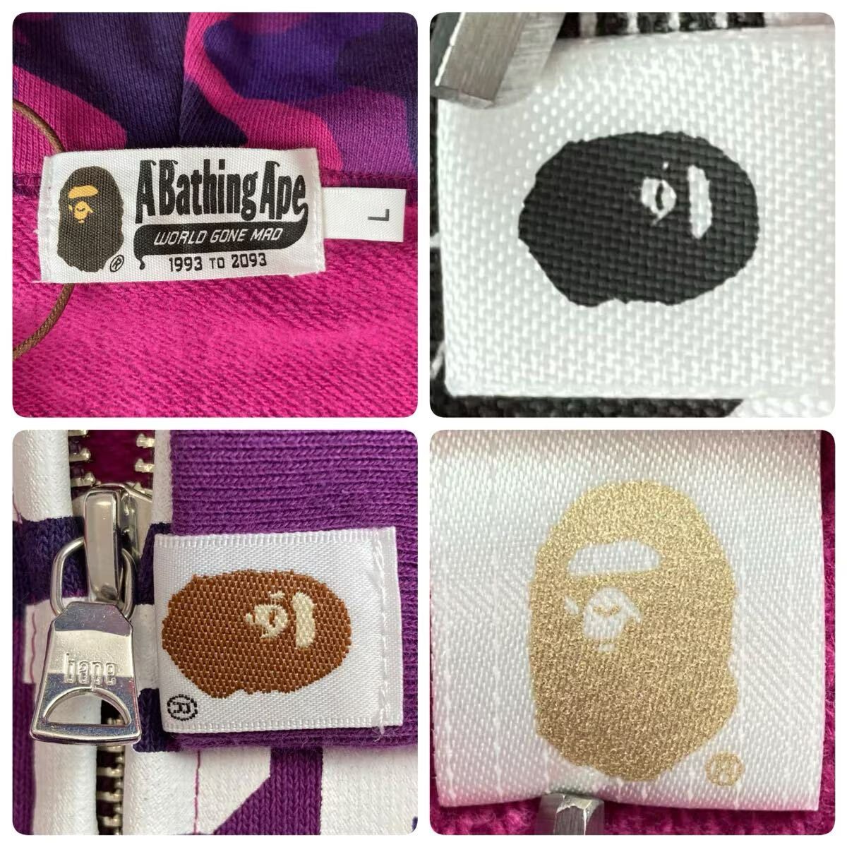 ☆新品☆ Purple Camo カレッジロゴ パーカー Lサイズ a bathing ape