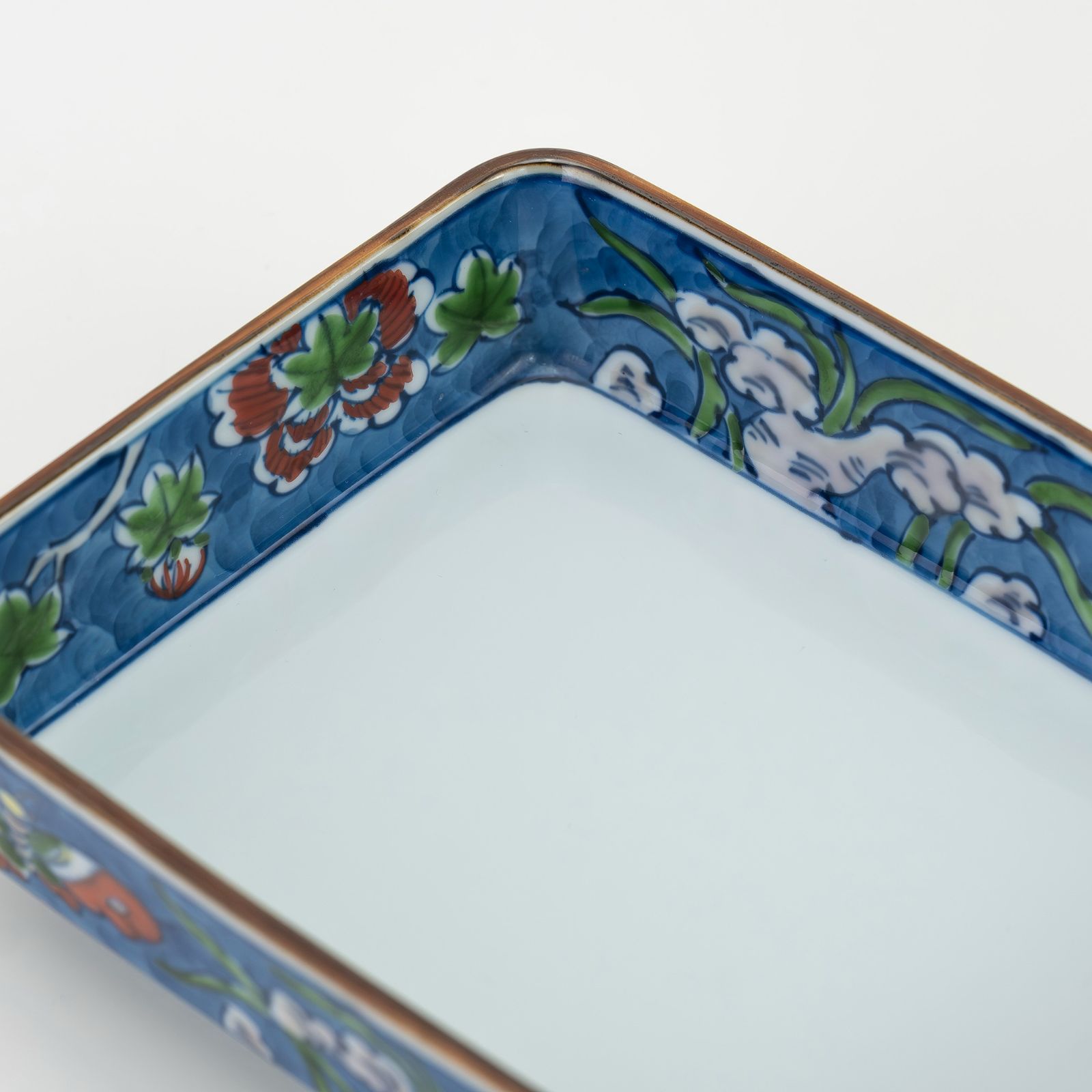 舘林源右衛門 作 染錦古代花鳥図 角鉢2 醤油皿2 二組セット 有田焼