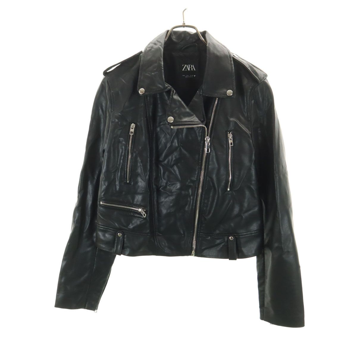 ✨美品✨ZARA　ラムレザー　ダブルライダースジャケット　Lサイズ　ブラック ZARA ザラ フェイクレザー ダブルライダースジャケット L ブラック