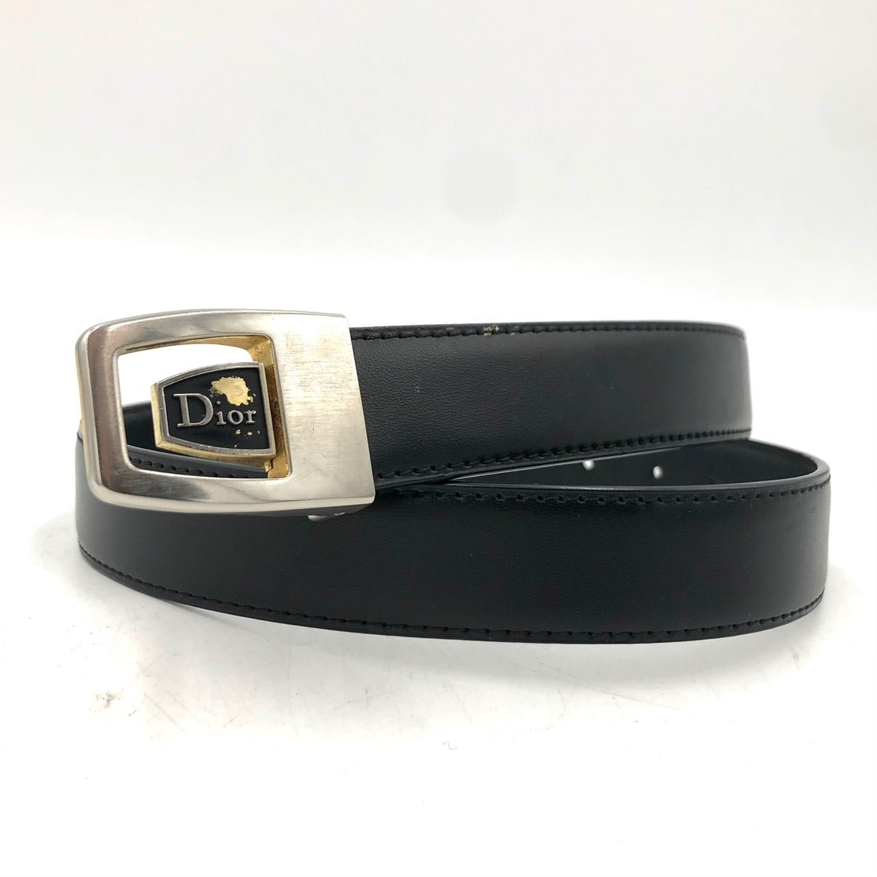 DIOR ディオール ベルト レザー 本革 黒 ブラック ロゴ バックル