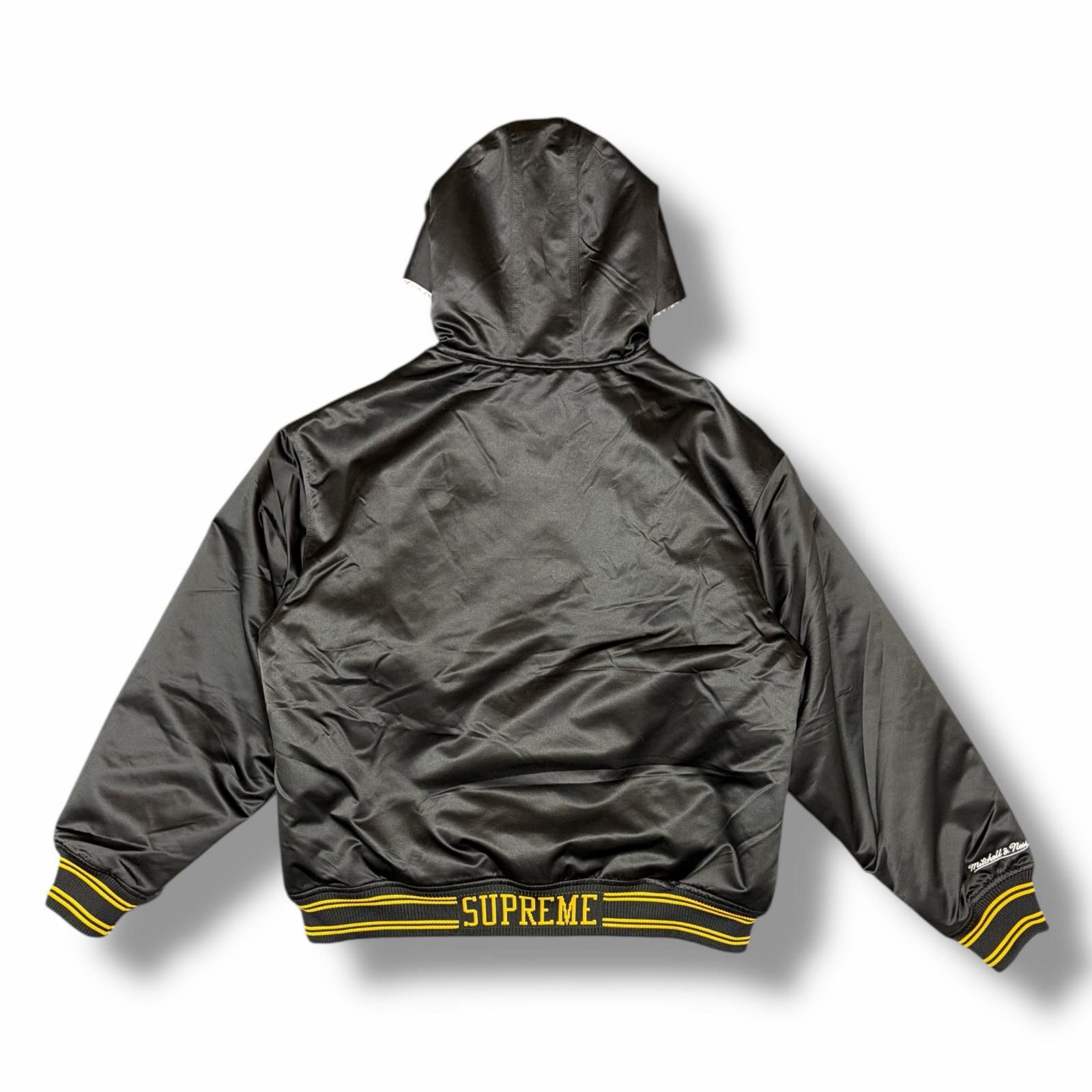 Supreme × Mitchell & Ness Lined Hooded Satin Varsity Jacket ボア