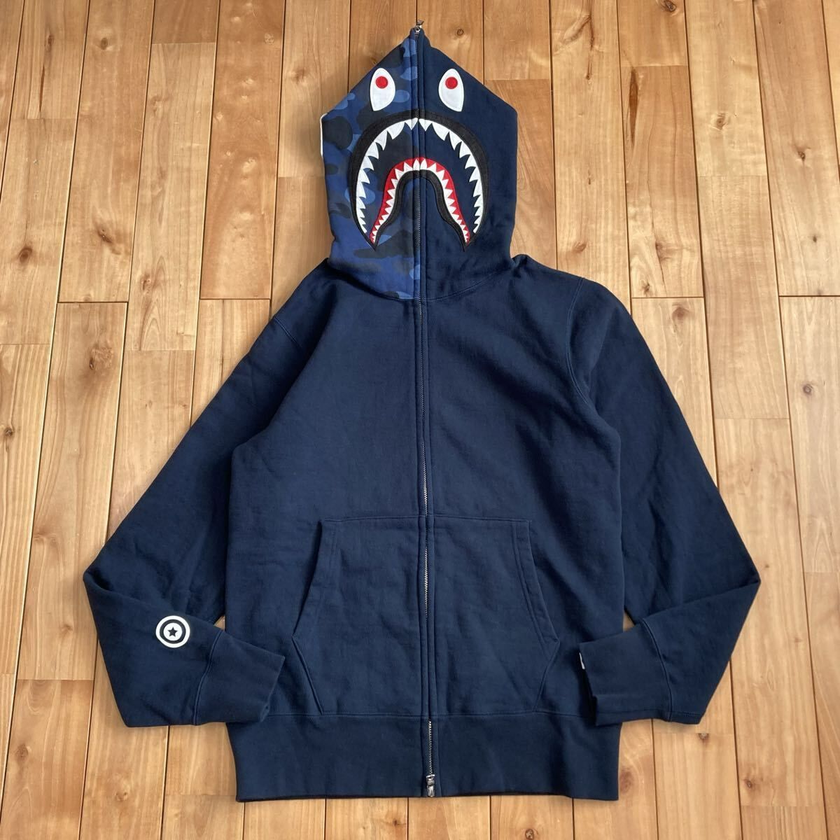 Blue Camo × ネイビー シャーク パーカー Mサイズ shark full zip