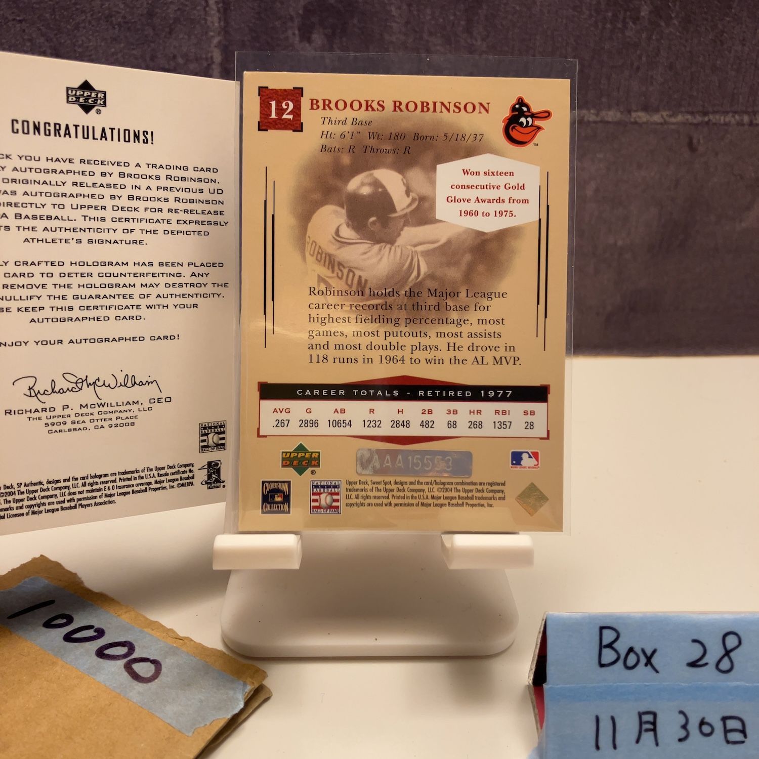 2004 Upper Deck Brooks Robinson 直筆サインカード Baltimore Orioles