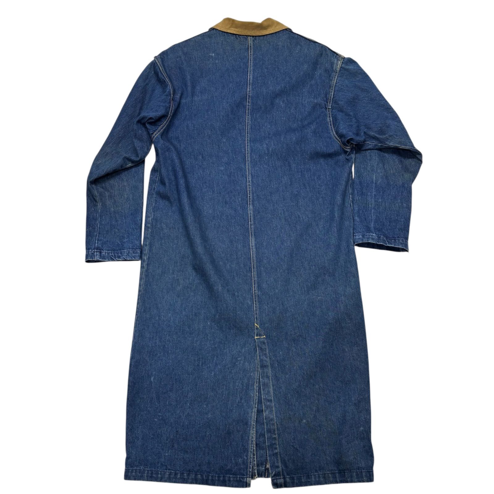 80s USA製 Lee デニム ショップコート M 襟コーデュロイ ロング丈