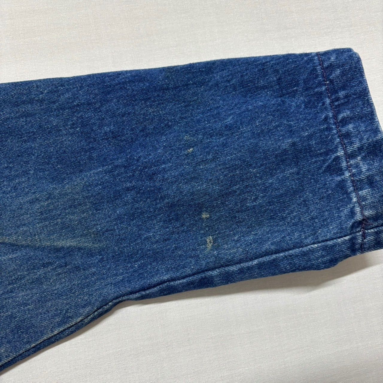 80s USA製 Lee デニム ショップコート M 襟コーデュロイ ロング丈