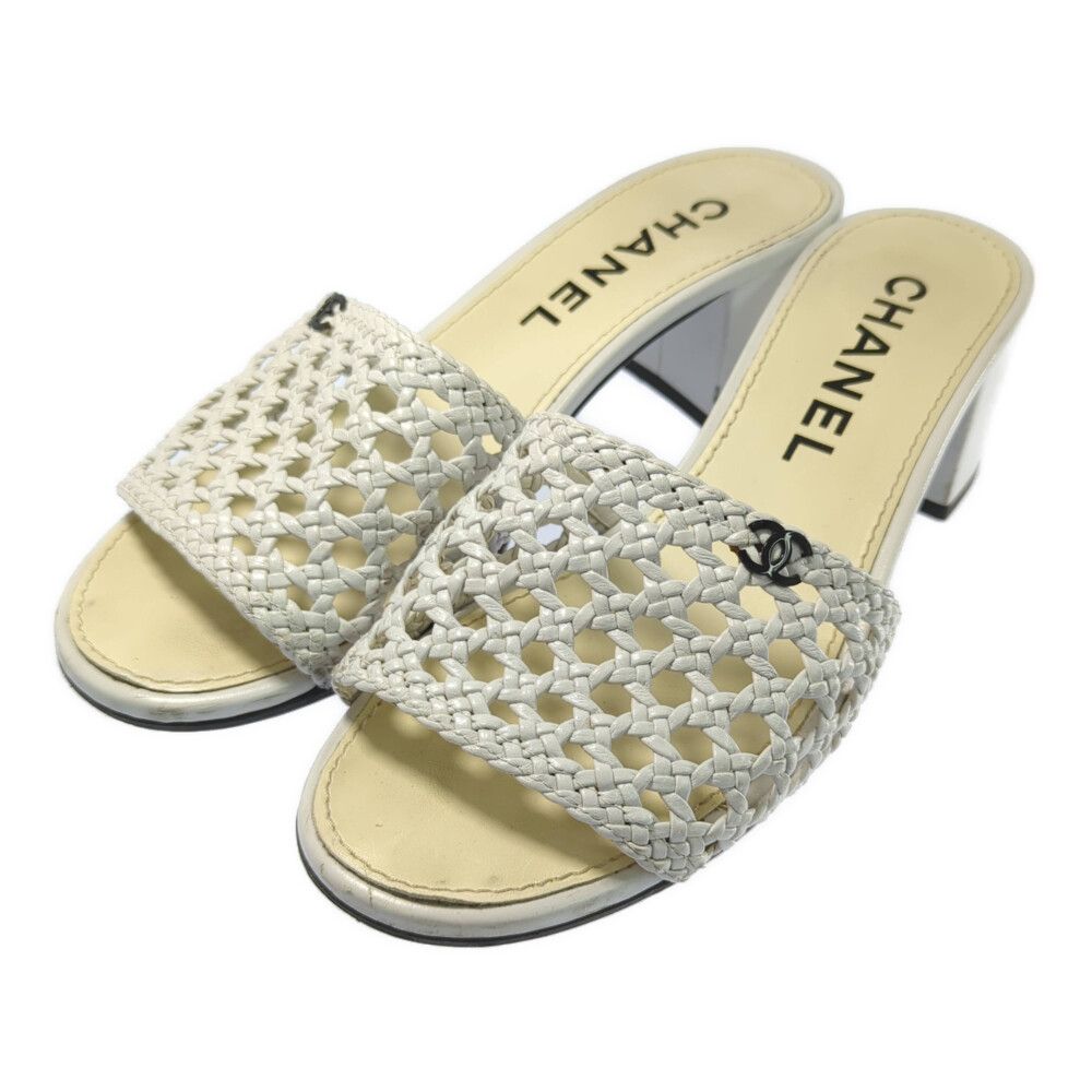 CHANEL シャネル ココマーク・マクラメ編み サンダル 裏張り 靴/37