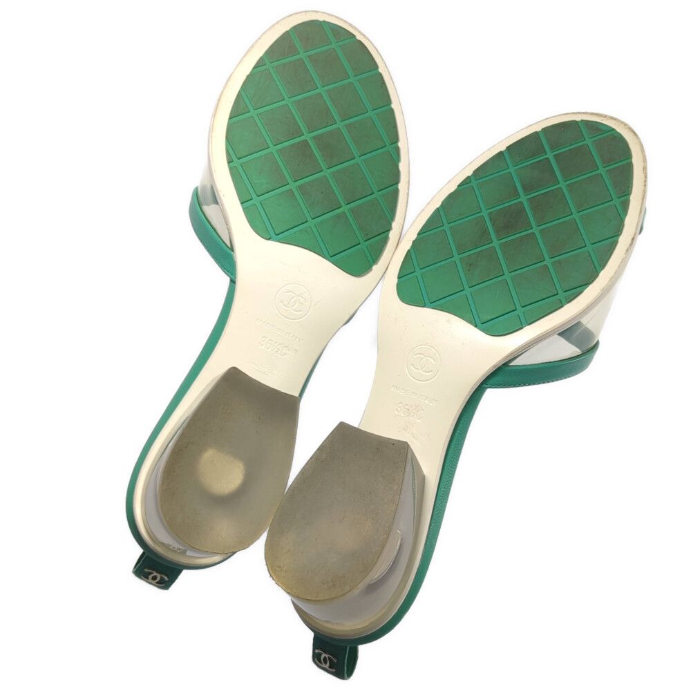 シャネル ココマーク・ミュール サンダル 靴/G34849/36 1/2/グリーン