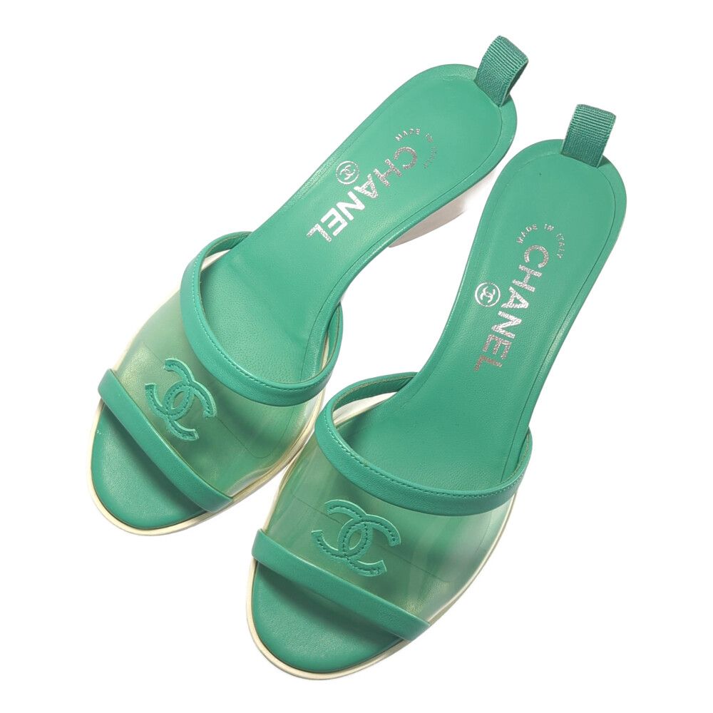 シャネル ココマーク・ミュール サンダル 靴/G34849/36 1/2/グリーン