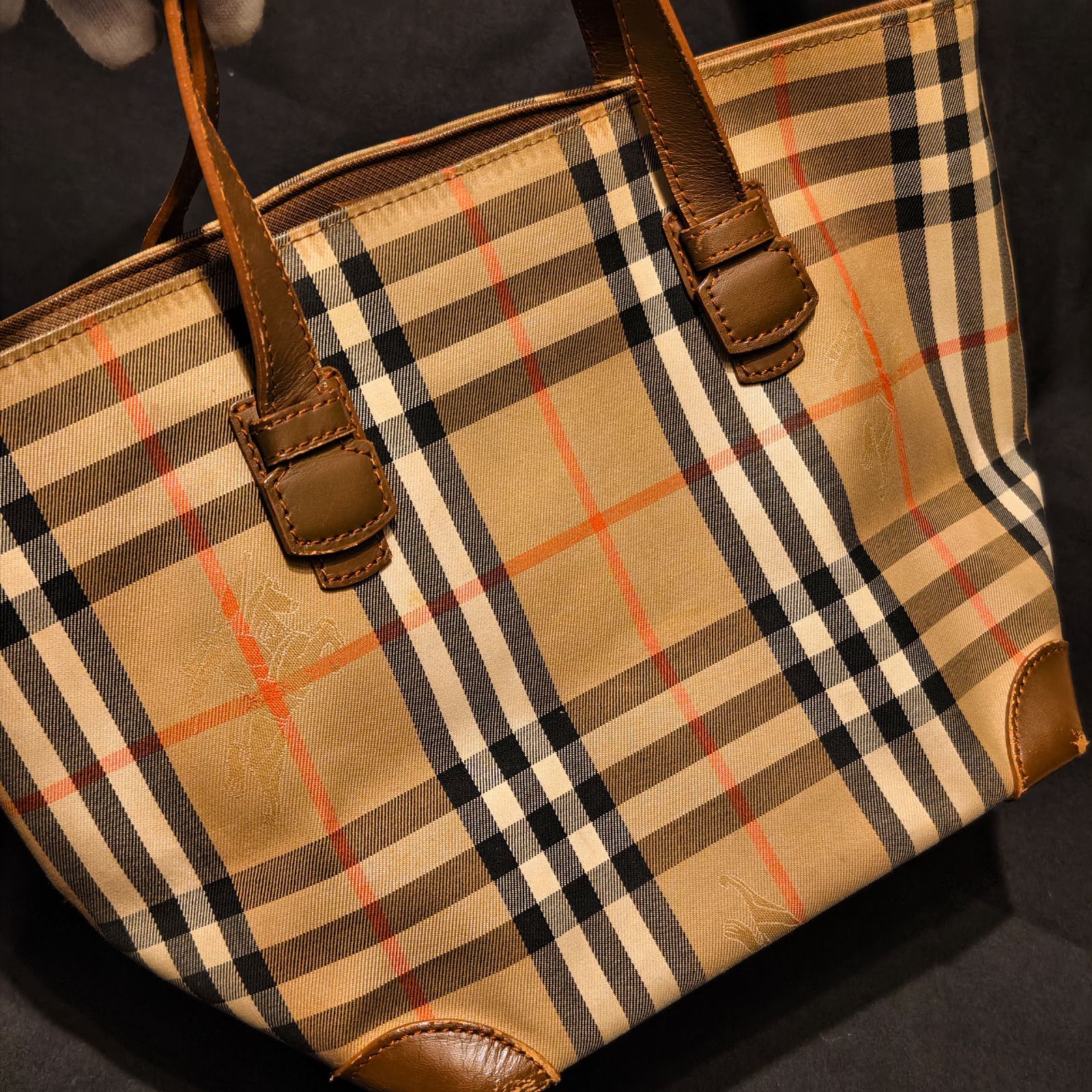 BURBERRY ハンドバッグ ノバチェック シャドーホース 旧ロゴ 月桂樹