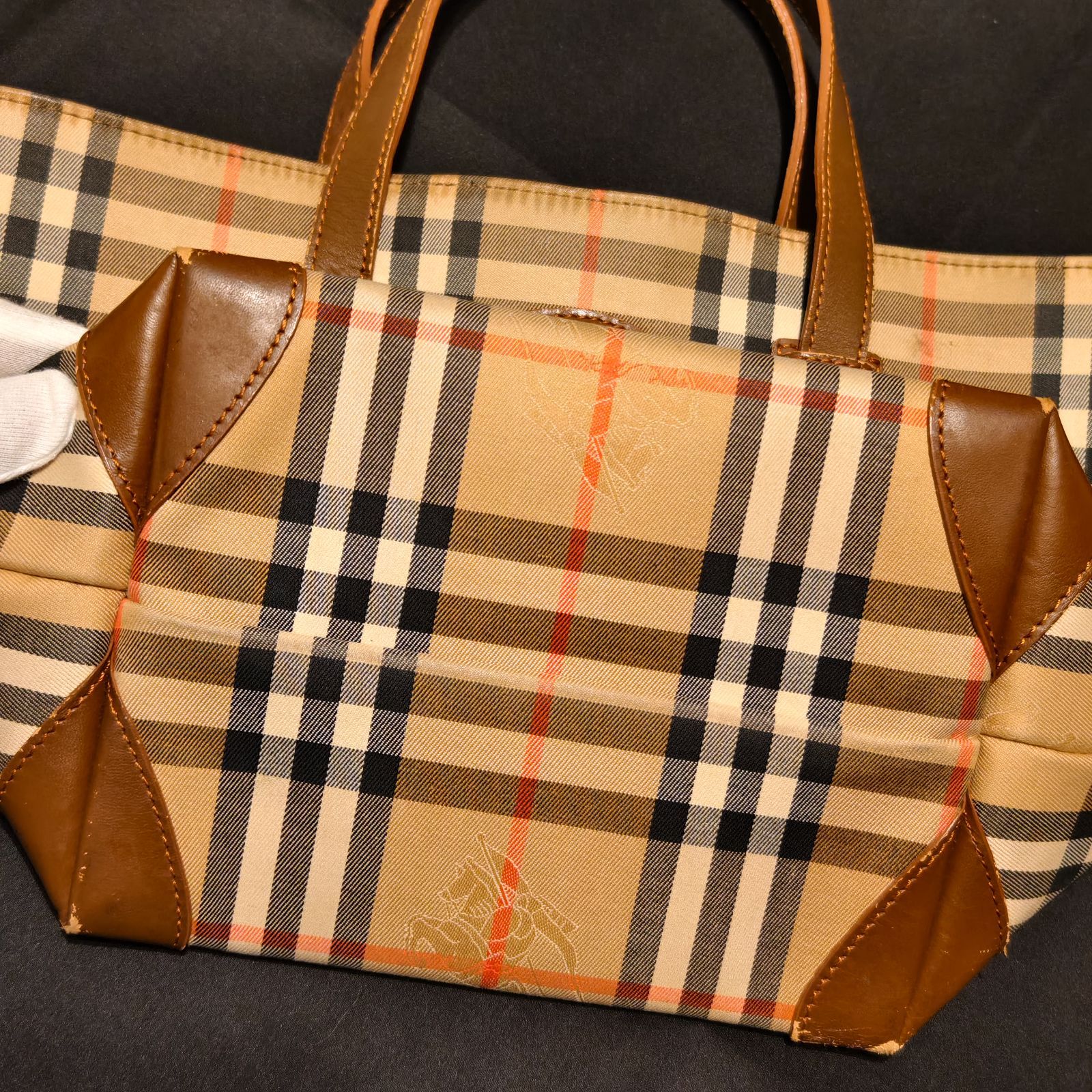 BURBERRY ハンドバッグ ノバチェック シャドーホース 旧ロゴ 月桂樹