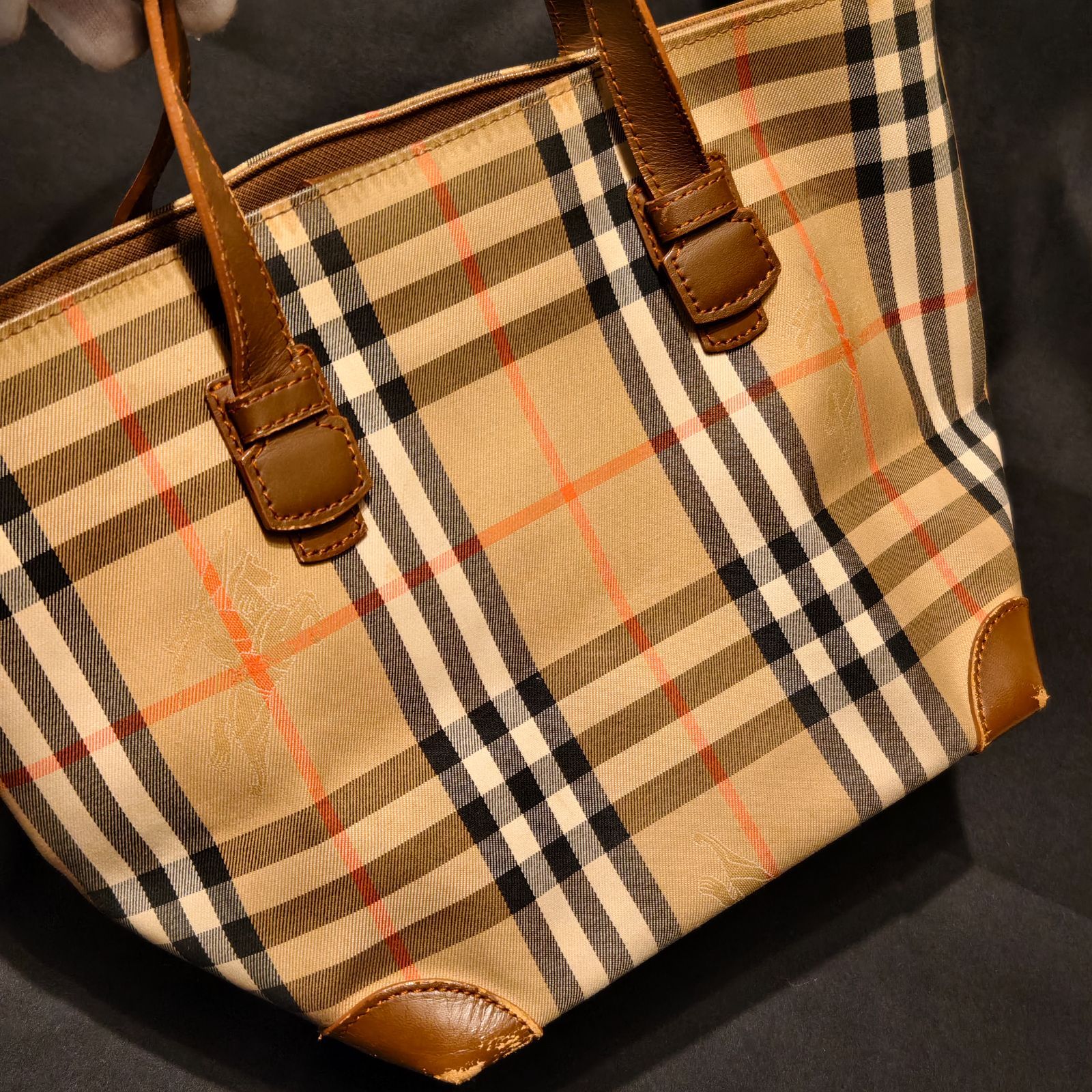 BURBERRY ハンドバッグ ノバチェック シャドーホース 旧ロゴ 月桂樹