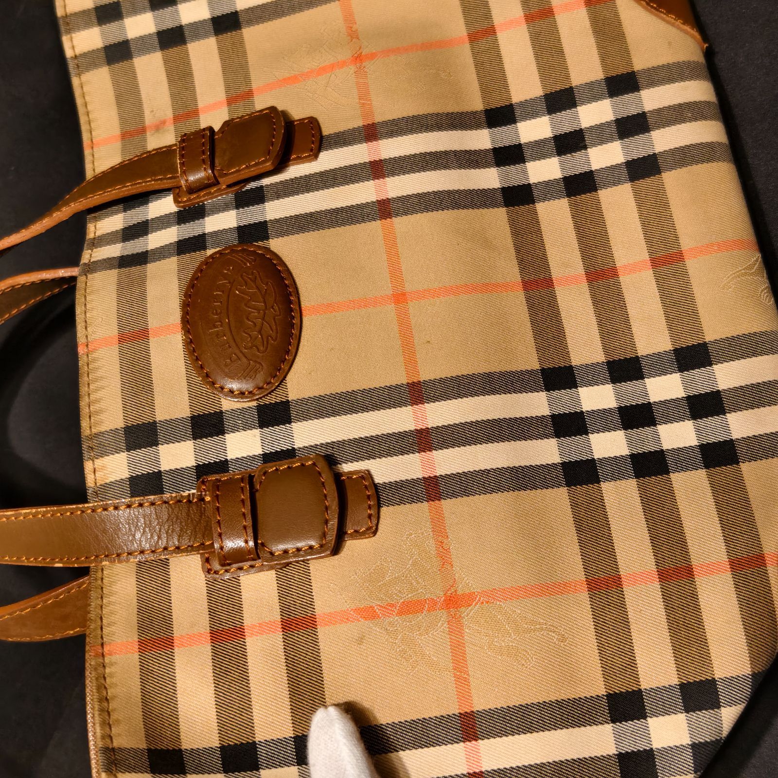 BURBERRY ハンドバッグ ノバチェック シャドーホース 旧ロゴ 月桂樹