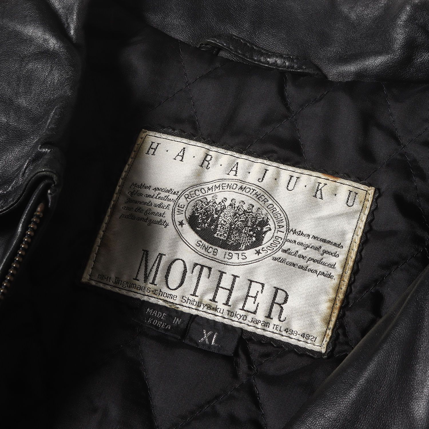 90s - 00s ヴィンテージ古着 | 90s シープスキンレザー フルジップ ジャケット | HARAJUKU MOTHER | ブラック 黒 サイズ:XL | 90年代 | アウター ブルゾン 上着【メンズ】【中古】 90s - 00s ヴィンテージ古着 | 90s シープスキンレザー フルジップ