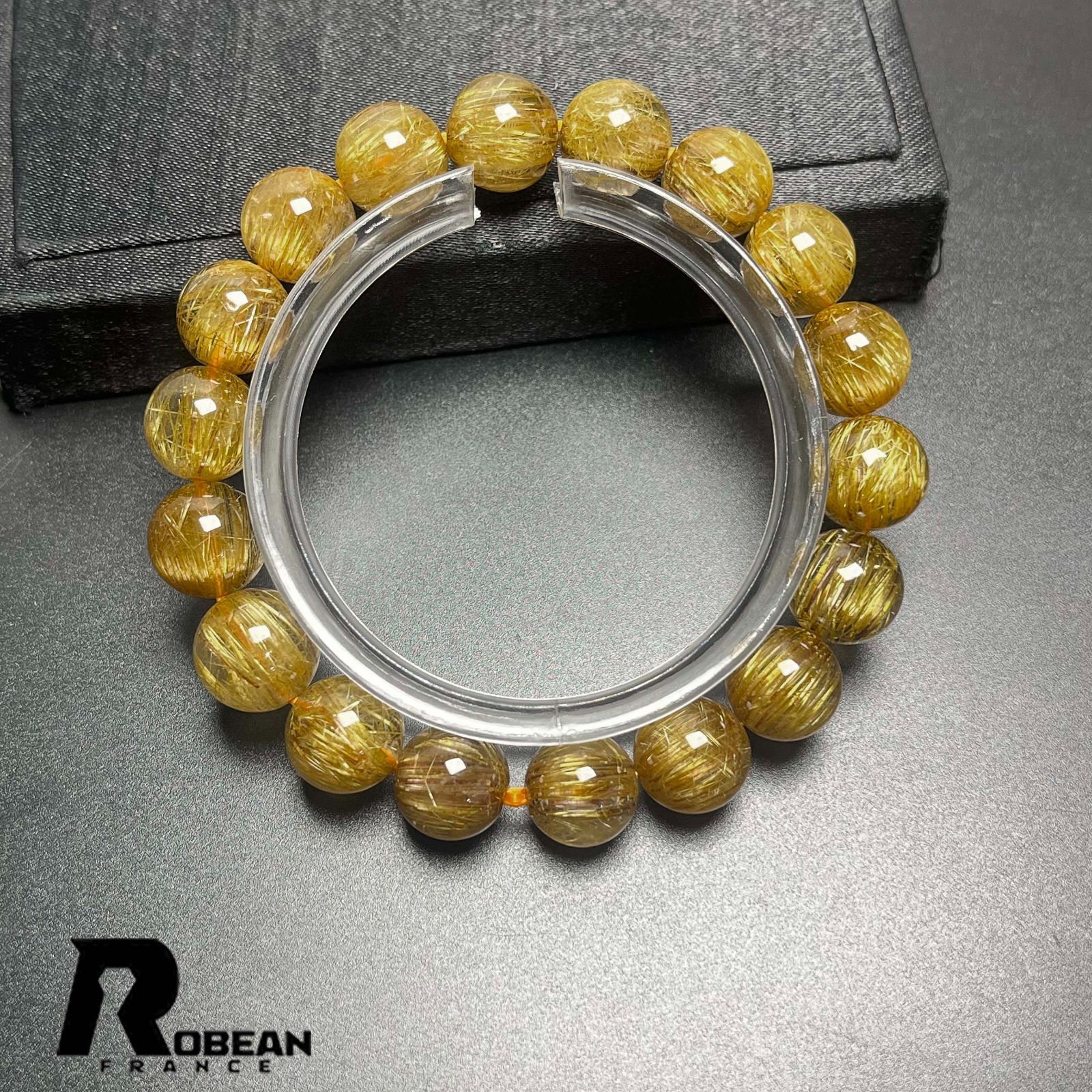 限定1個】EU製☆ROBEAN・ブラックシルバールチル☆銅銀針水晶 