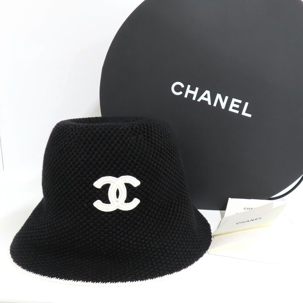 名古屋】シャネル クロシェ編み バケットハット AAA719 25C ココマーク