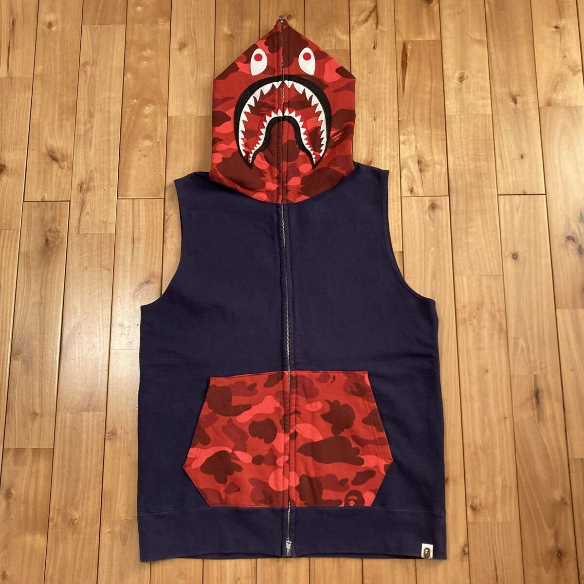 シャーク パーカー ベスト Lサイズ Red camo × ネイビー shark full 