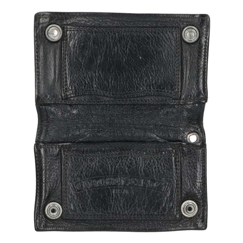 クロムハーツ フローラルボタン2つ折りレザーウォレット財布 メンズ