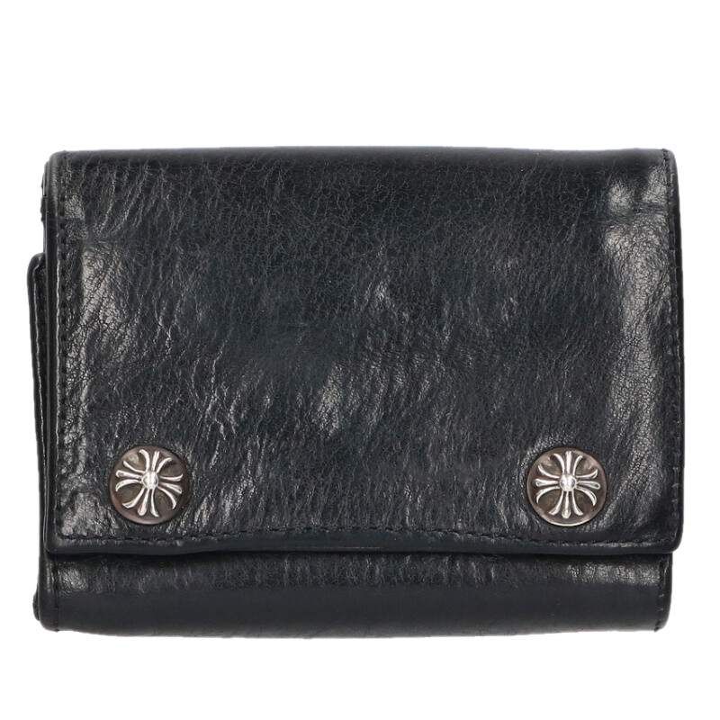 クロムハーツ 3FOLD/3フォールド クロスボールボタンレザーウォレット