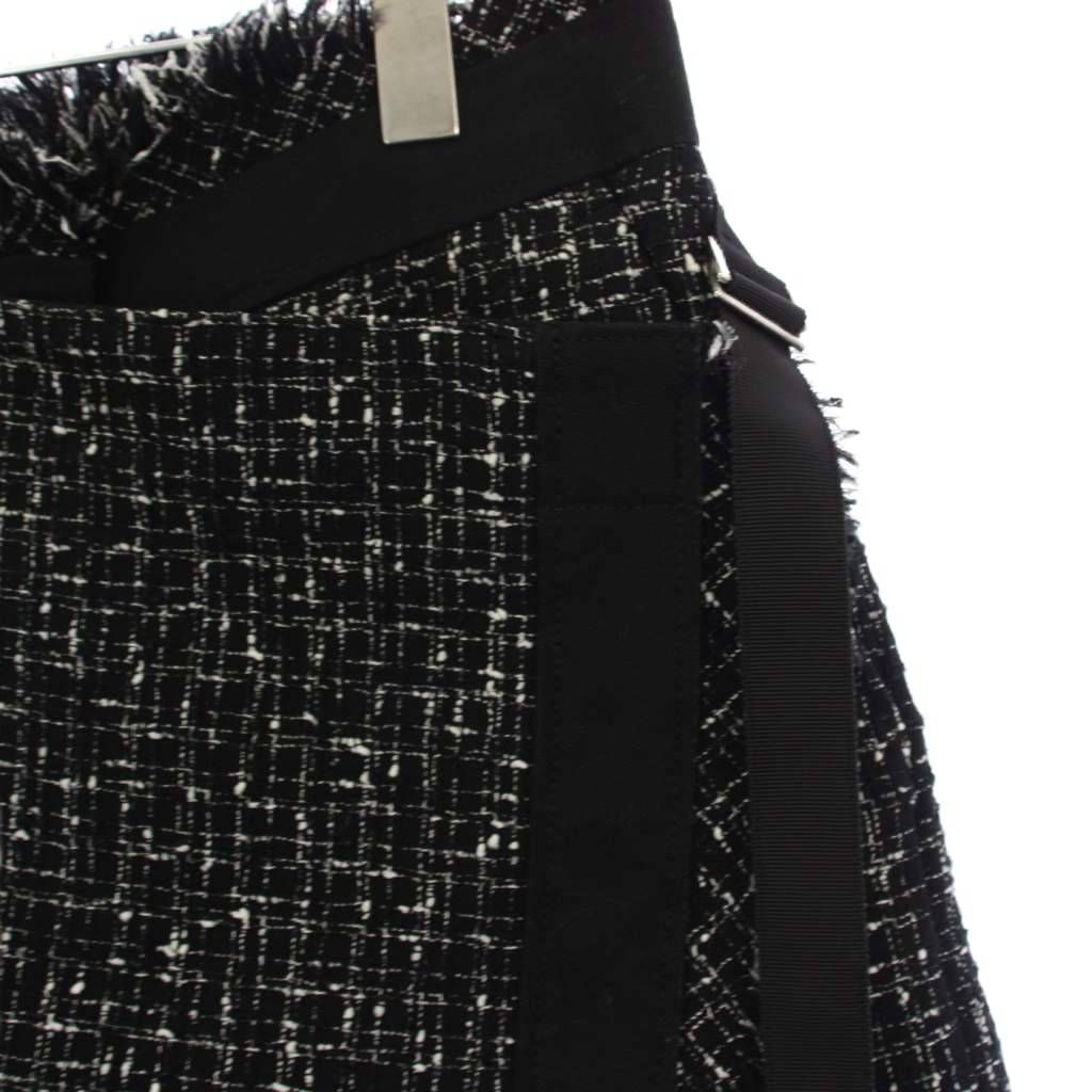 サカイ sacai ツイード フリンジ ラップショートパンツ 1 黒 20-05010