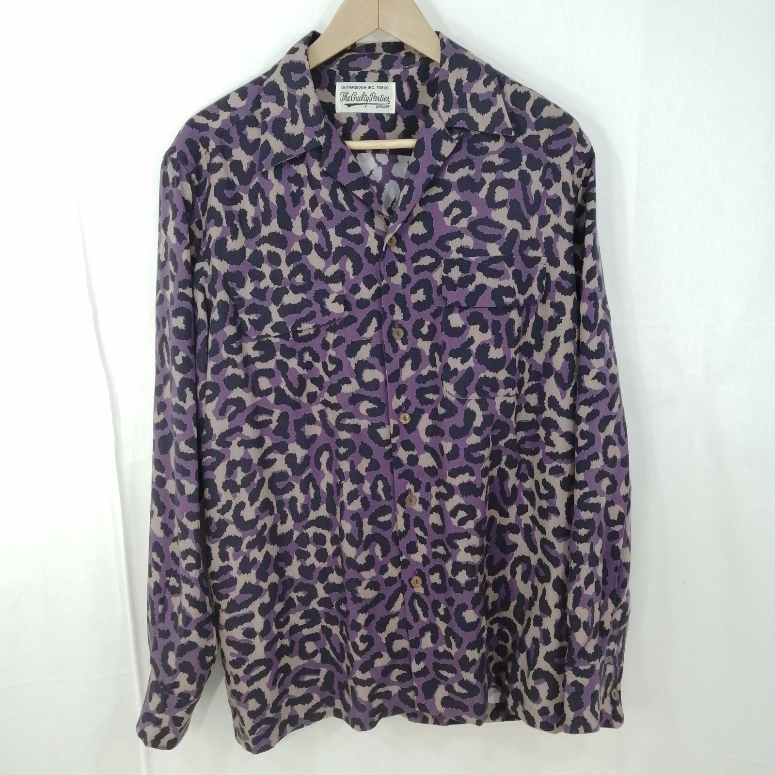 WACKO MARIA ワコマリア レオパード長袖シャツ パープル Mサイズ 19FW 