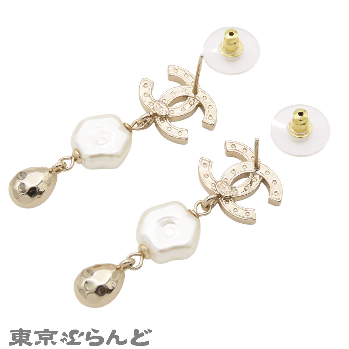 シャネル CHANEL ピアス ゴールド メタル ラインストーン フェイク