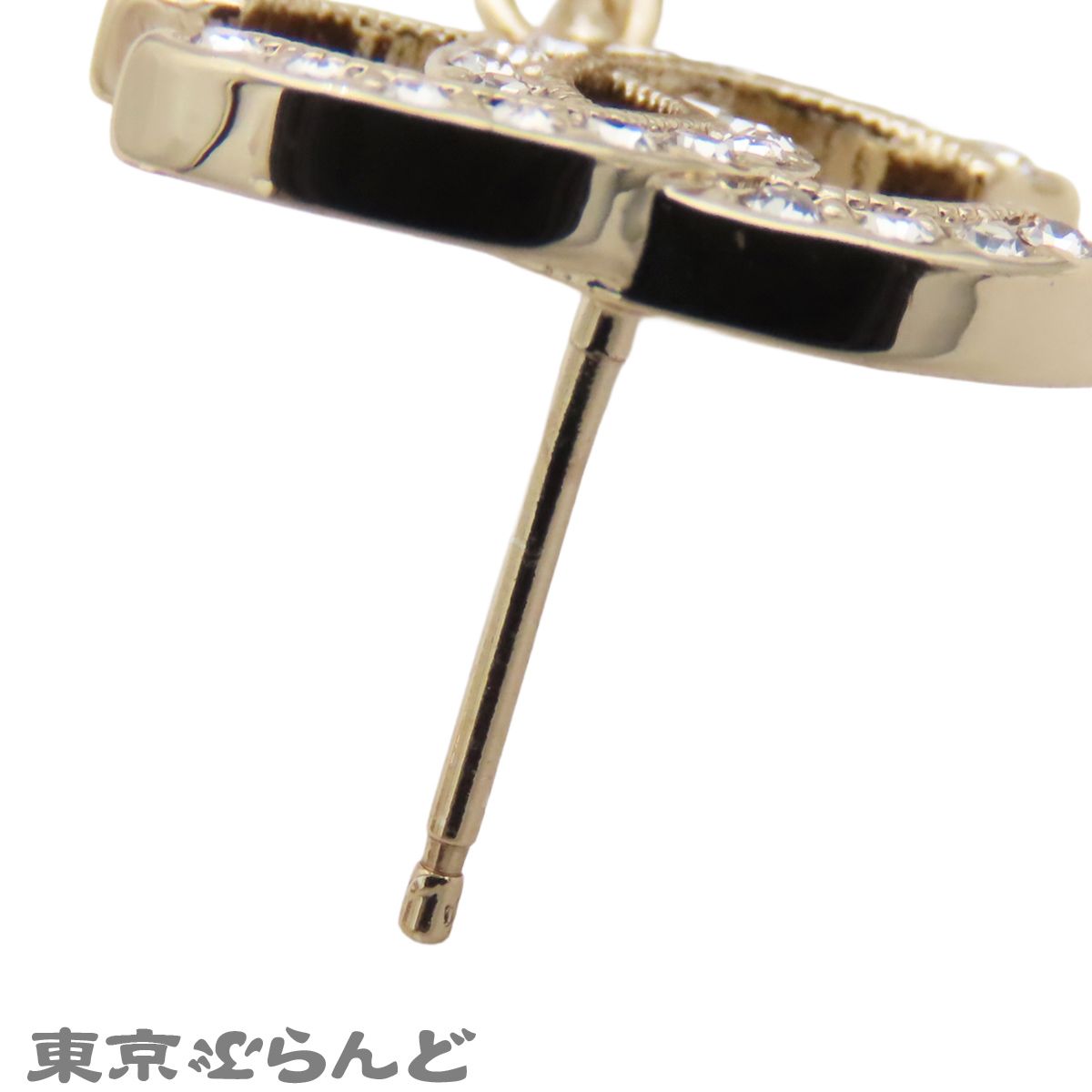 シャネル CHANEL ピアス ゴールド メタル ラインストーン フェイク