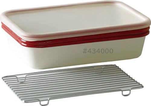 富士ホーロー 揚げ物 バット 5点 セット すのこ網 蓋 付き 食洗機 オーブン 使用可 琺瑯 保存容器 レッド ホワイトpo fad 86027