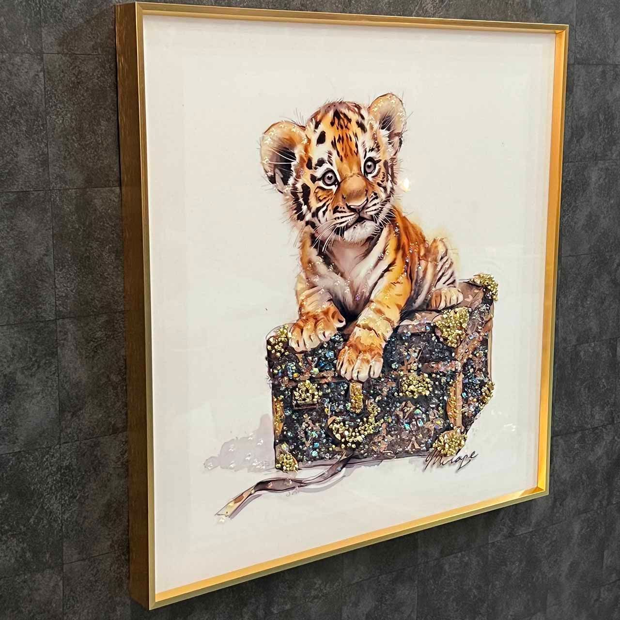 □ め〇〇〇様専用 □ オマージュアート トラ フレーム付き 50×50
