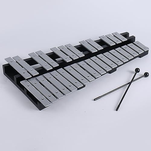 BQKOZFIN 32音 鉄琴 グロッケン オルフ楽器 卓上鉄琴 マレット4本