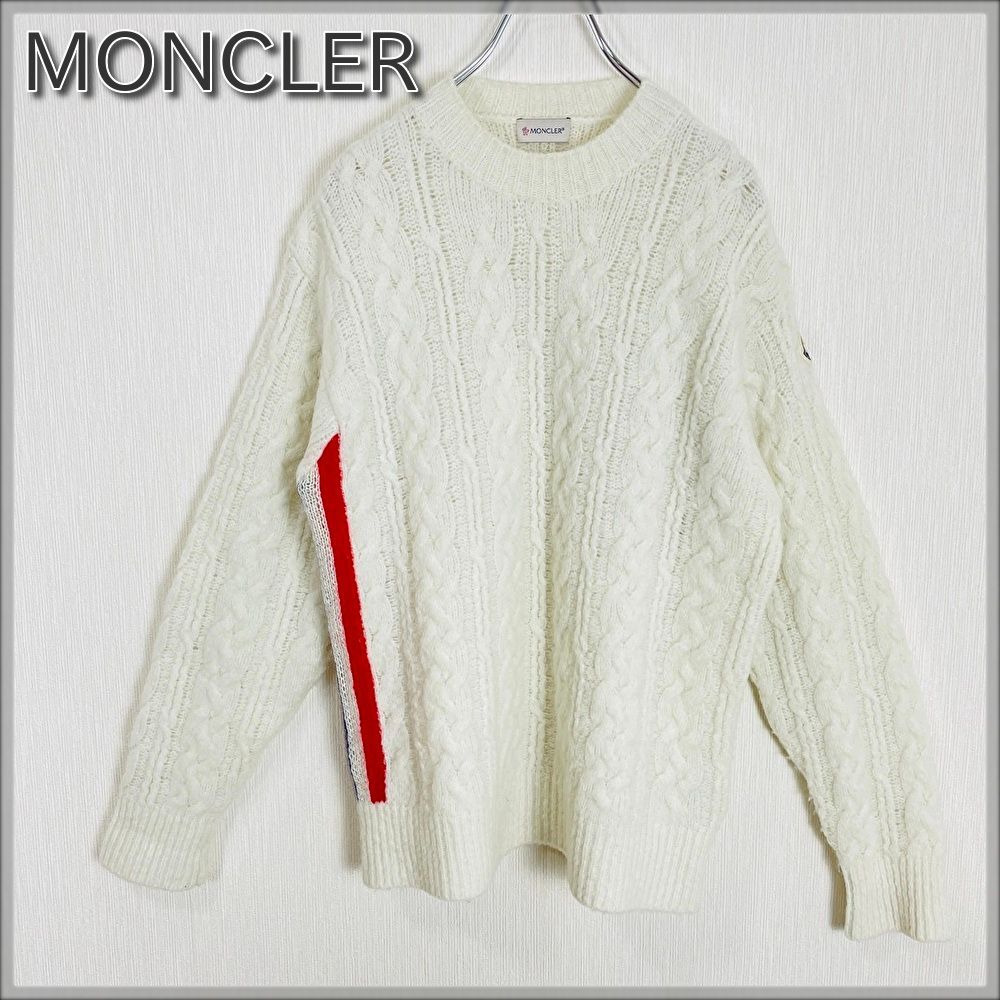モンクレール アルパカ ケーブル編み ニットセーター サイズS アイボリー 良品】モンクレール (MONCLER) クルーネック セーター アルパカ