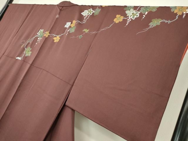 平和屋着物○世界的友禅作家 千地泰弘 訪問着 色紙重ね葡萄蔦の葉文 暈