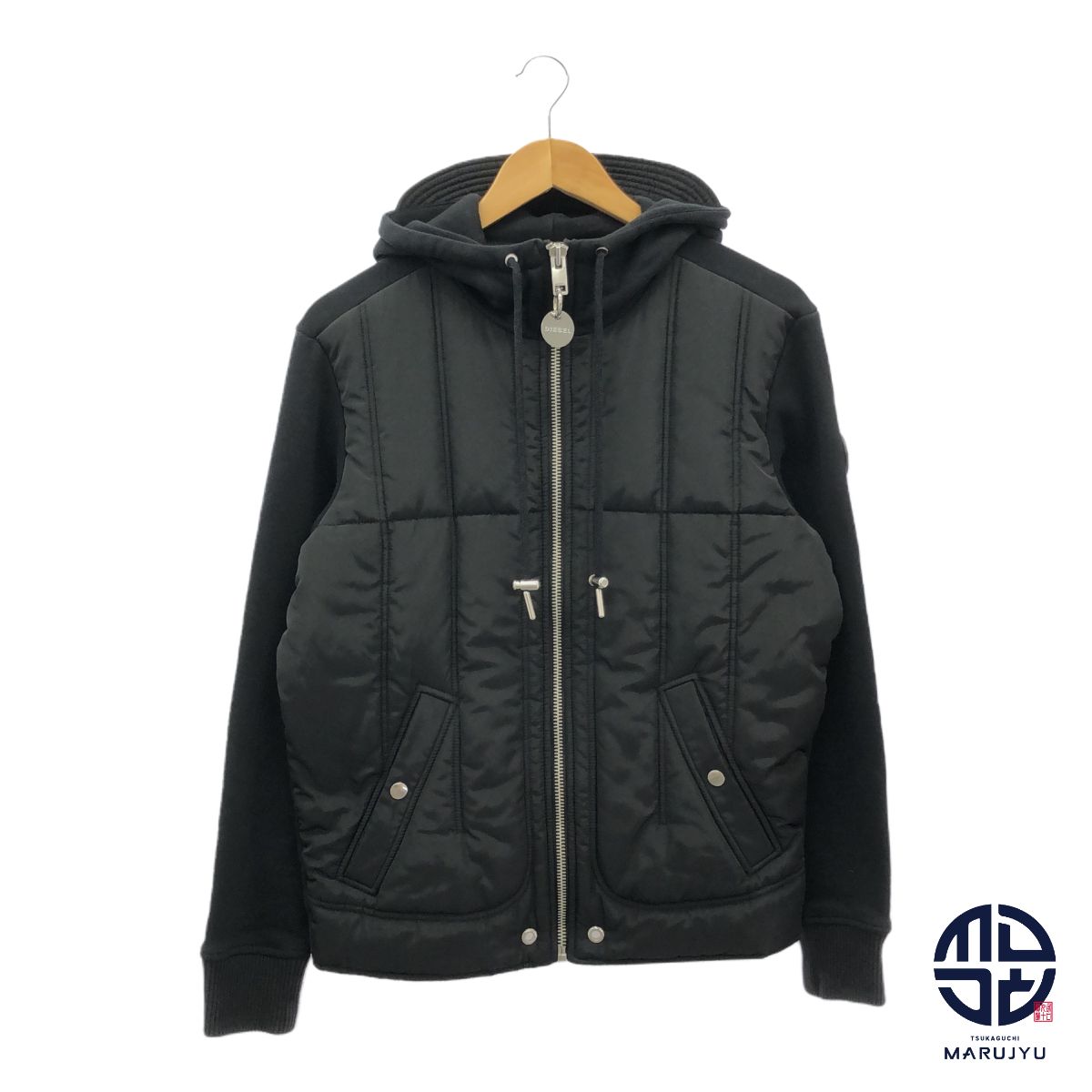 DIESEL ディーゼル 黒 ブラック 切り替え ジップパーカー ジャケット