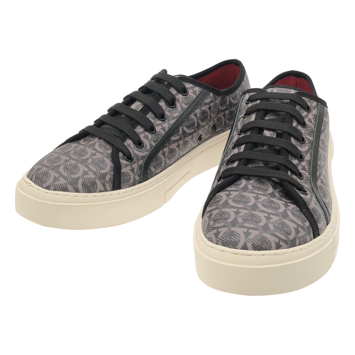 Salvatore Ferragamo サルバトーレ フェラガモ ガンチーニモノグラム PVCローカットスニーカー FL4329 ブラック 44 Salvatore Ferragamo サルバトーレ フェラガモ ガンチーニモノグラム
