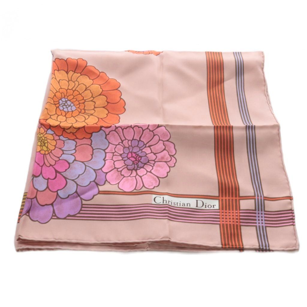 クリスチャンディオール Christian Dior スカーフ 花柄 ピンク /YO4