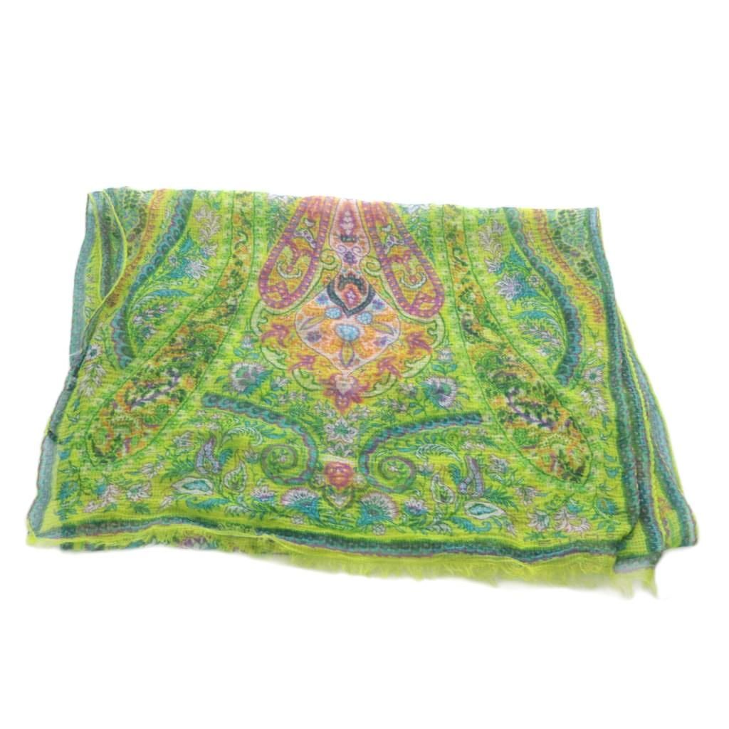 エトロ ETRO スカーフ ペイズリー柄 シルク 黄緑 /YO24 - メルカリ