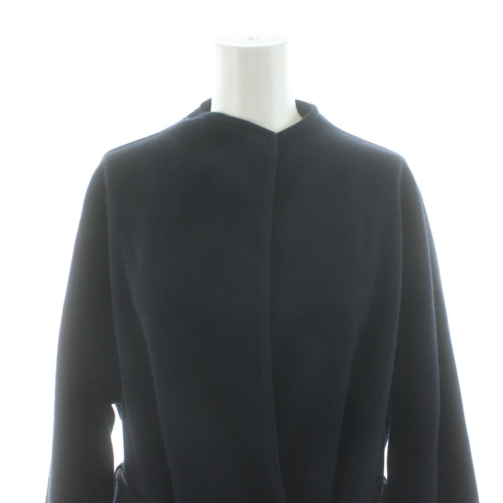 ポールカ PAULE KA ノーカラーコート ロング丈 アウター 36 紺